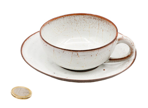 Keramische theekop met schoteltje (met barst) # 93839