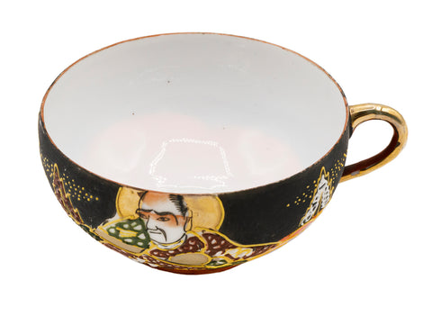 Tasse à thé japonaise Satsuma en porcelaine, faite à la main et peinte à la main, avec soucoupe  # 93845