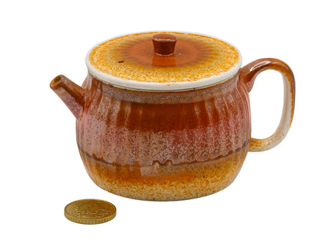 Peervormige keramische theepot met warm oranje glazuur # 93468, 170 ml