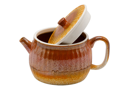 Peervormige keramische theepot met warm oranje glazuur # 93468, 170 ml