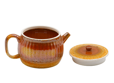 Peervormige keramische theepot met warm oranje glazuur # 93468, 170 ml
