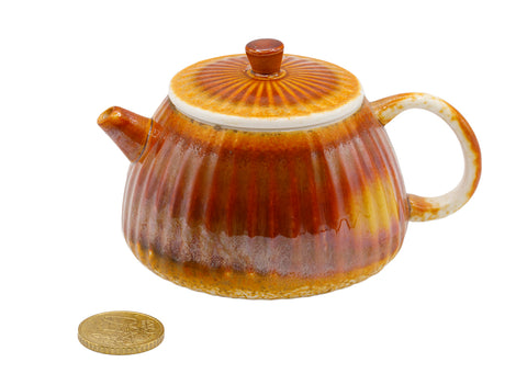 Peervormige keramische theepot met warm oranje glazuur # 93468, 170 ml