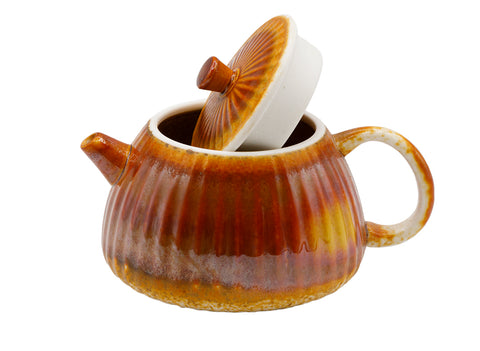 Peervormige keramische theepot met warm oranje glazuur # 93468, 170 ml