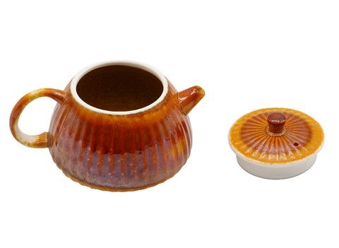 Peervormige keramische theepot met warm oranje glazuur # 93468, 170 ml