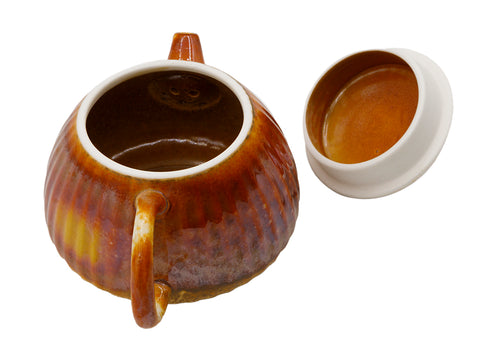 Peervormige keramische theepot met warm oranje glazuur # 93468, 170 ml