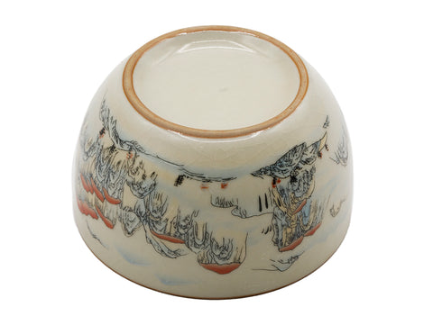 Keramische theekop met rood berglandschapsmotief # 93455, 160 ml