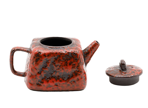 Coral Red Ceramic Squared Teapot # 93463, 120 ml