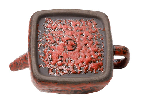 Coral Red Ceramic Squared Teapot # 93463, 120 ml