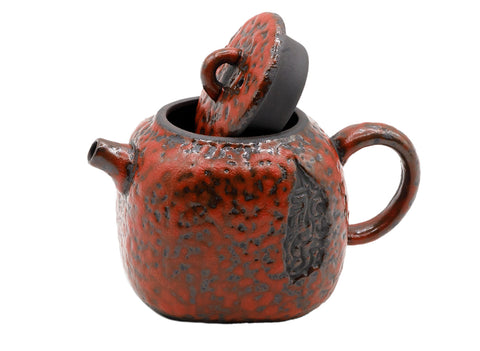 Koraalrode keramische theepot # 93462, 100 ml