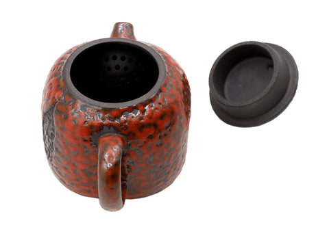 Koraalrode keramische theepot # 93462, 100 ml