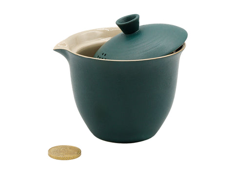 Draagbare reistheeset met draagtas en groene keramische theeservies # 93459