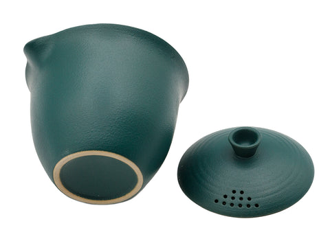 Draagbare reistheeset met draagtas en groene keramische theeservies # 93459