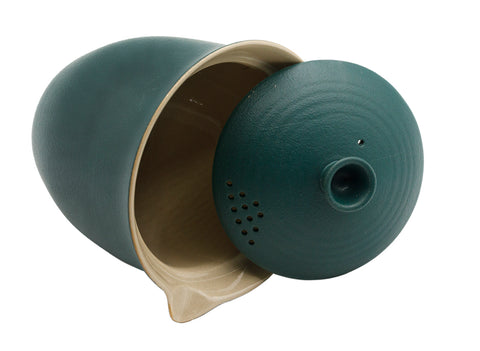 Draagbare reistheeset met draagtas en groene keramische theeservies # 93459