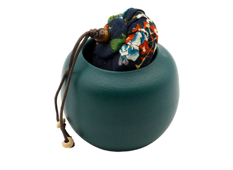 Draagbare reistheeset met draagtas en groene keramische theeservies # 93459