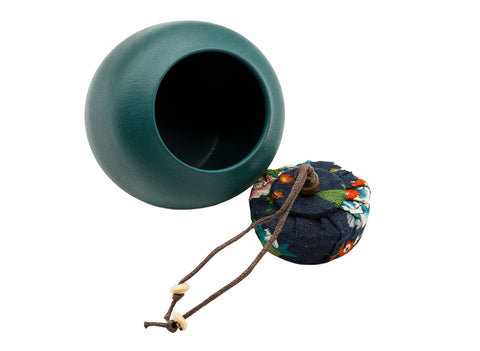 Draagbare reistheeset met draagtas en groene keramische theeservies # 93459