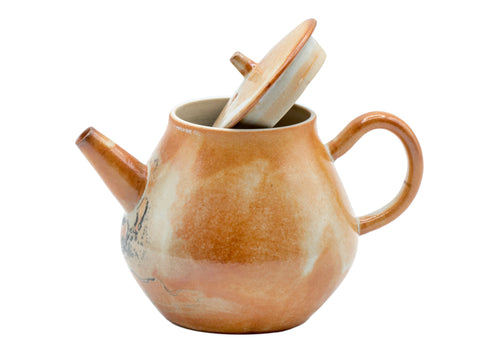 Keramische theepot met aardse tinten en gestructureerde glazuur # 934812