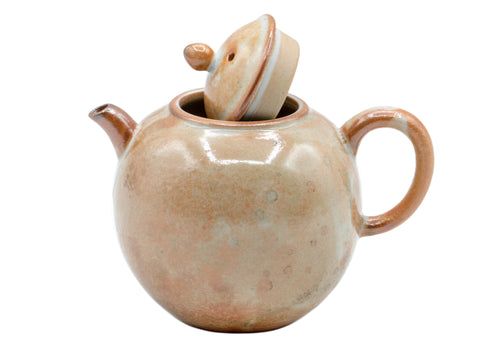 Keramische theepot met aardse tinten en gestructureerde glazuur # 934812