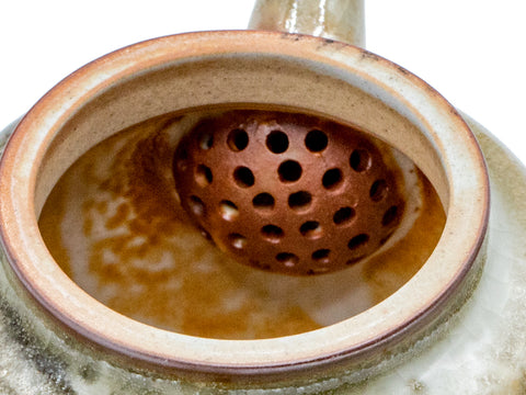 Keramische theepot met imitatie Shino Yaki glazuur # 93484, 120 ml