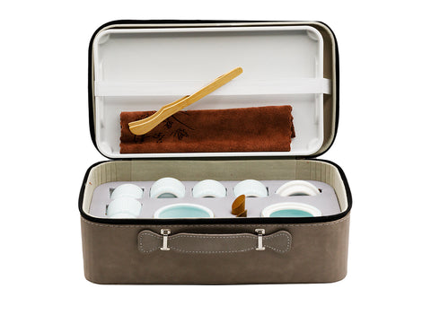 Draagbare reistheeset met blauwe zijgreep theepot # 93451