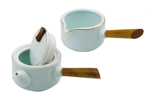 Draagbare reistheeset met blauwe zijgreep theepot # 93451