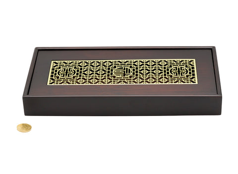 Walnut tea table for Gongfu tea ceremony, tea tray, chaban, metal / bamboo # 93493