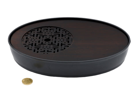 Ovale theetafel voor Gongfu-theeceremonie, theeblad, chaban - kunststof / bamboe # 93497