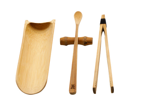 Bamboe theeserviesset – theeschep en tang # 93289