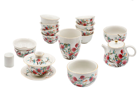 Porcelain Tea Set with Floral Design  (17 Pieces) #93863