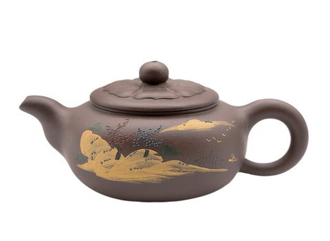 Mud painted lotus Teapot # 91309
