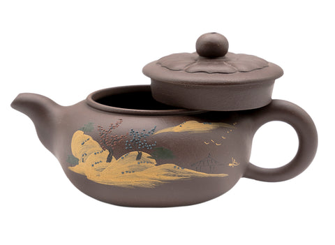 Mud painted lotus Teapot # 91309