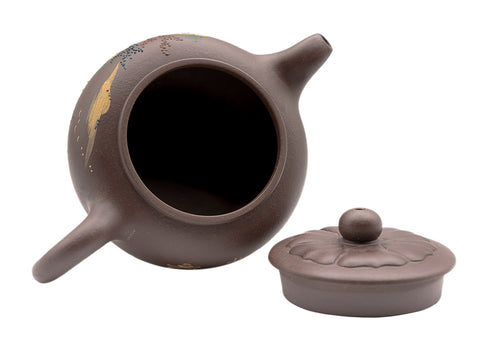 Mud painted lotus Teapot # 91309