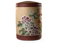 Decoratieve Chinese theebus met bloem- en vlindermotief, metalen thee-opslag