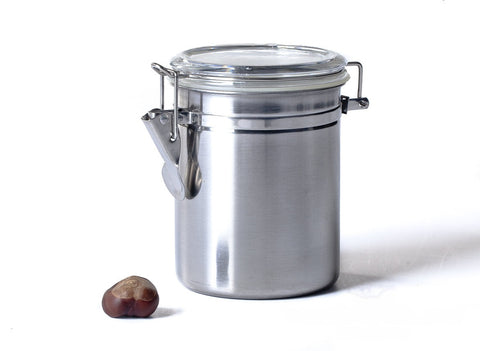 Bank for tea # 20775, metal, stainless steel with clasp (lockneck), 780 ml.
