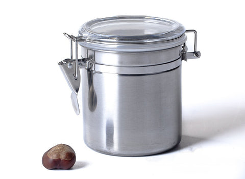 Bank for tea # 20774, metal, stainless steel with clasp (lockneck), 640 ml.