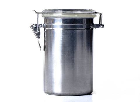 Bank for tea # 20776, metal, stainless steel with clasp (lockneck), 940 ml.
