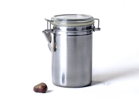 Bank for tea # 20776, metal, stainless steel with clasp (lockneck), 940 ml.