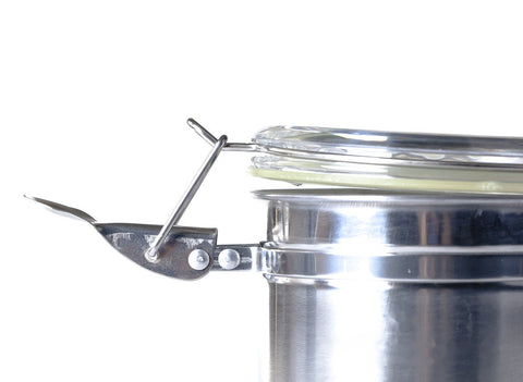 Bank for tea # 20776, metal, stainless steel with clasp (lockneck), 940 ml.