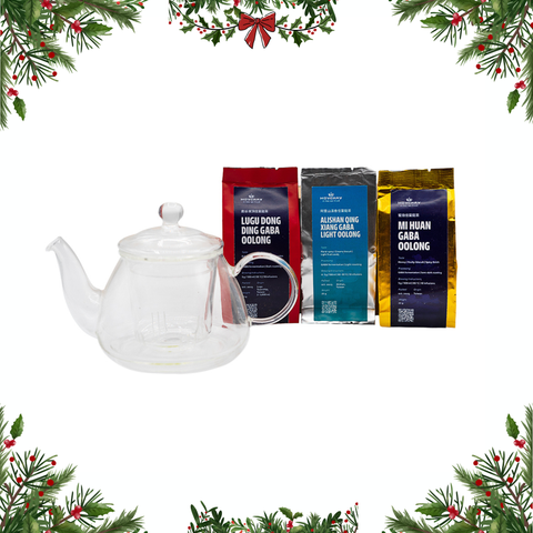 Glass Teapot & GABA Oolong Relaxation Gift Box # 95047