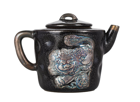 Handcrafted Ceramic Teapot with Floral Motif # 94383