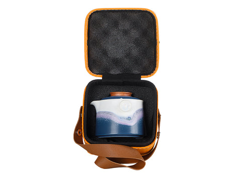 Blue Travel Tea Set with Side-Handle Teapot # 94381