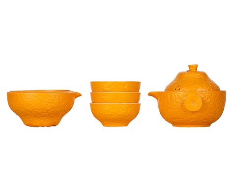 Ensemble de thé de voyage jaune avec Gaiwan # 94379