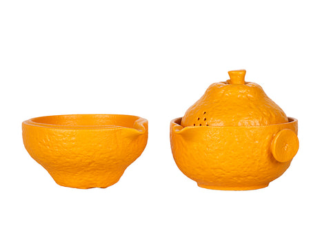 Ensemble de thé de voyage jaune avec Gaiwan # 94379