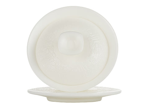 Witte porseleinen gaiwan met archaïsch patroon # 94462