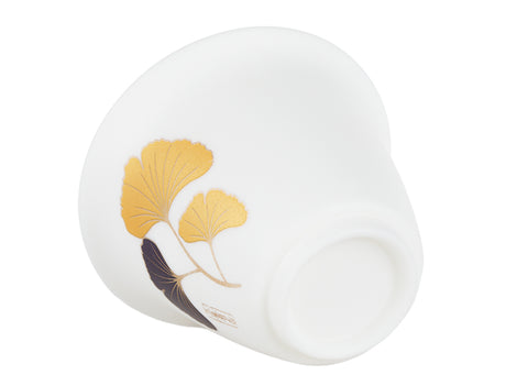 Gaiwan en porcelaine de jade blanc feuille de ginkgo # 94498