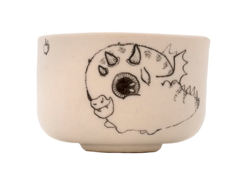 Cup handmade Moychay # 43076, series of 'Dragons love to eat apples', ceramic/hand painting, 55 ml.