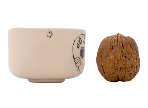 Cup handmade Moychay # 43076, series of 'Dragons love to eat apples', ceramic/hand painting, 55 ml.