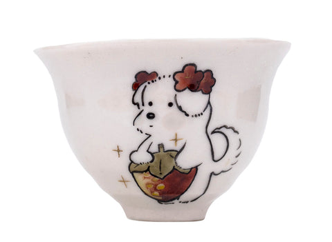 Cup Moychay 'Dog with strawberry' # 44471, ceramic/hand painting, 55 ml.