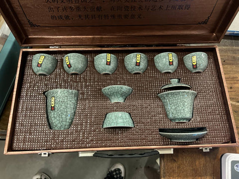 Cracle geyao tea ceremony set with gaiwan, 10 pcs