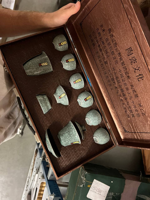 Cracle geyao tea ceremony set with gaiwan, 10 pcs