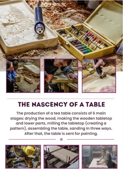 Zon van Harmonie – Handgemaakte Els Houten Chaban (Theetafel) 45 * 25 cm